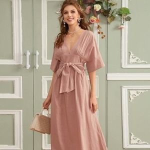 🌸SHEIN off-the-shoulders pink maxi!🌸